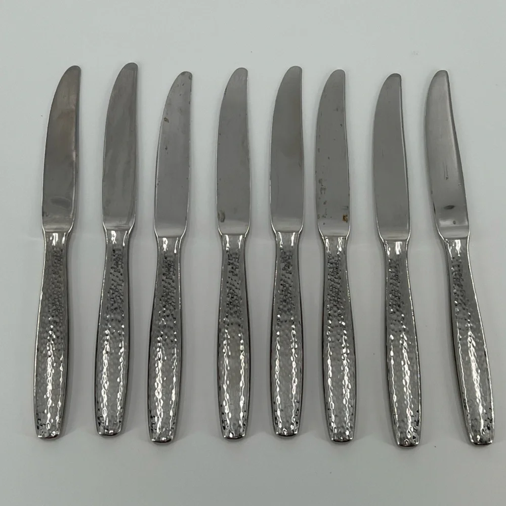 8 Reed &‎ Barton Palmer Butter Knives Hammered Modern Elegant